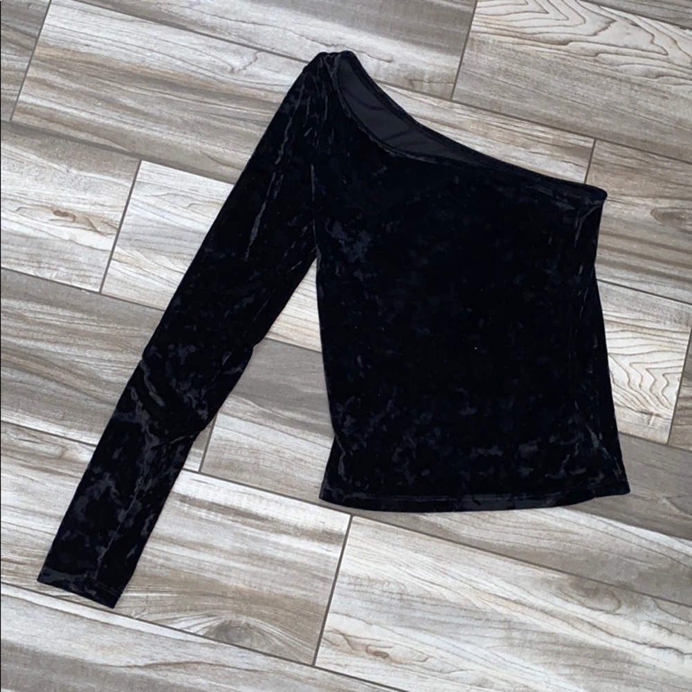 Black velvet asymmetrical top!